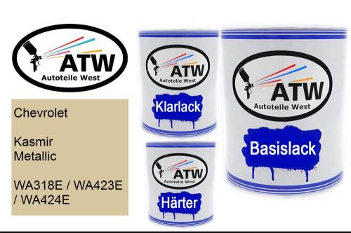 Chevrolet, Kasmir Metallic, WA318E / WA423E / WA424E: 1L Lackdose + 1L Klarlack + 500ml Härter - Set, von ATW Autoteile West.